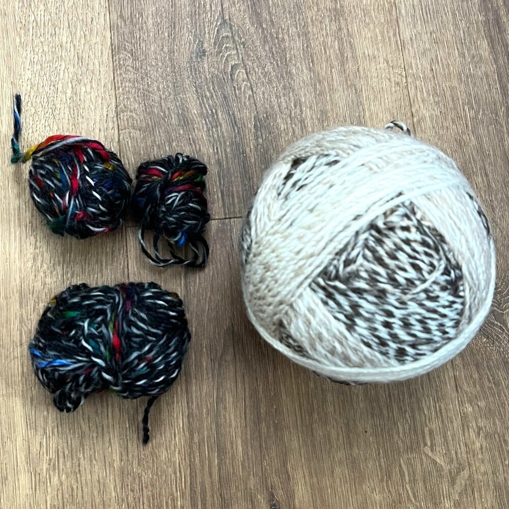 Wool Blend Gray/Tan and Black Rainbow Variegated Yarn Lot